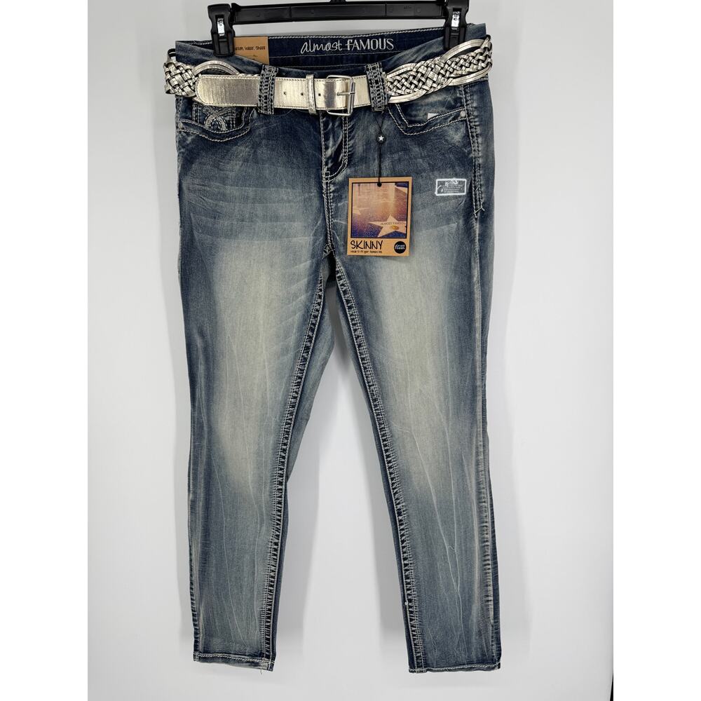 Almost Famous Plus Size 24  Y2K Western Skinny Jeans Belted NWT
